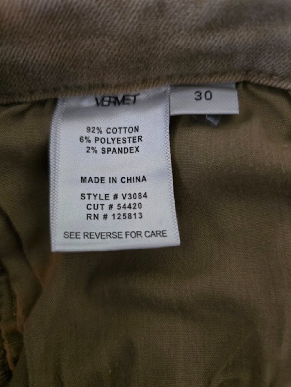 COTTON BLEND BOOTCUT JEANS VERVET BRAND TAN DISTRESSED SIZE 30 - Picture 2 of 11